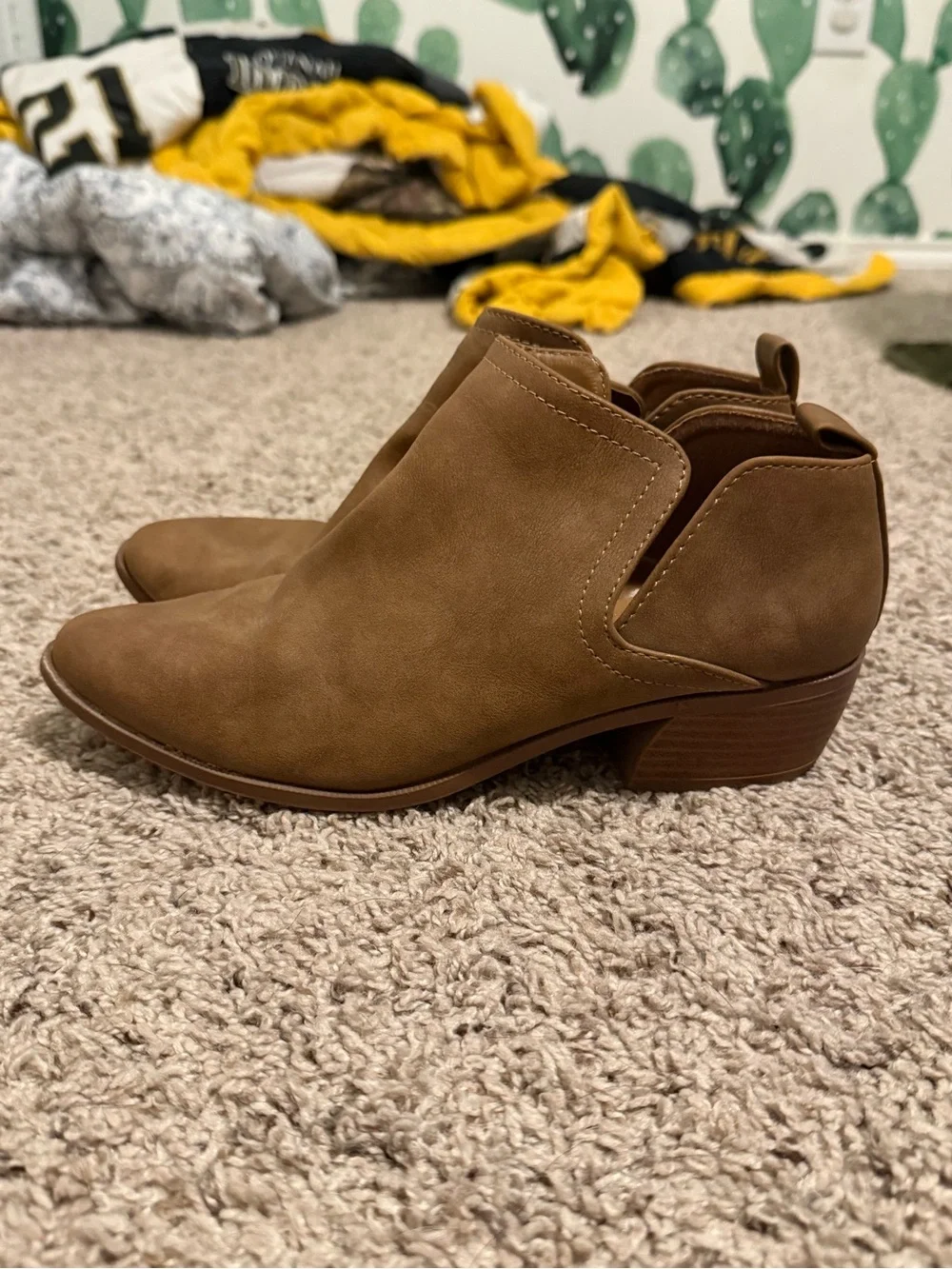 Qupid Brown Slip-On Ankle Booties